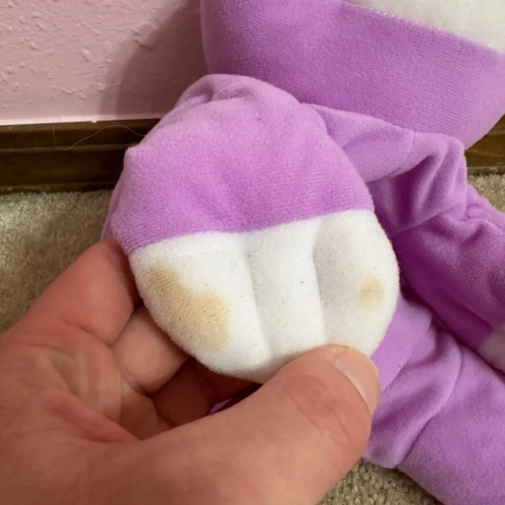 Fisher Price Rumple Cat Bear Purple Blue Nose Plush Soft Toy Vintage 1998 14”